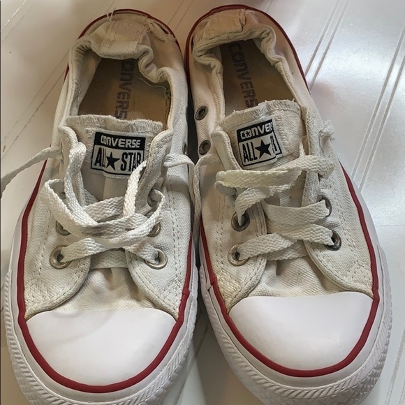 Converse All Star White low profile w red accents. CON0339 - Picture 8 of 10